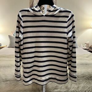OLD NAVY Off White Navy Blue Striped Sailor Hoodie Pullover Long Sleeve XL